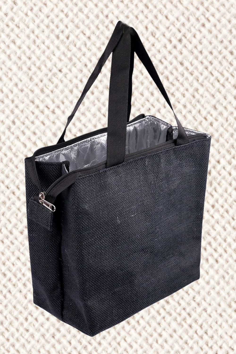 JUTE LUNCH BAG WITH FOIL 1